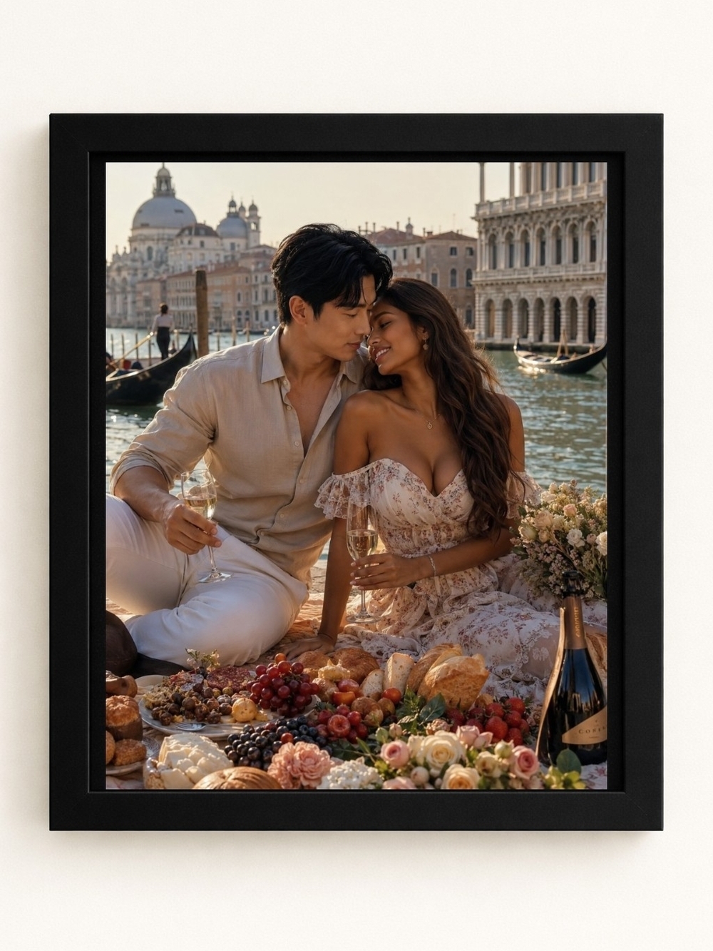Romantic Picnic Framed A.I.Art  Print-
